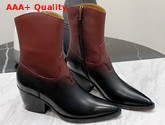 Dior New Ankle Boots in Black Calfskin with Burgundy Gradient Effect Replica