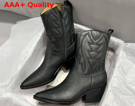 Dior New Ankle Boots in Black Embroidered Calfskin Replica