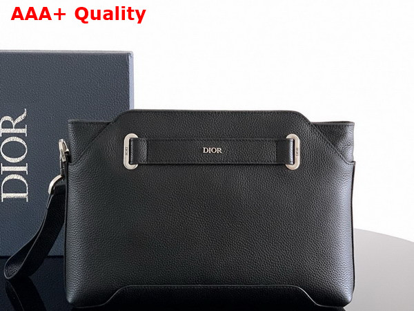 Dior Normandie A5 Triangle Pouch in Black Dior Icons Calfskin Replica