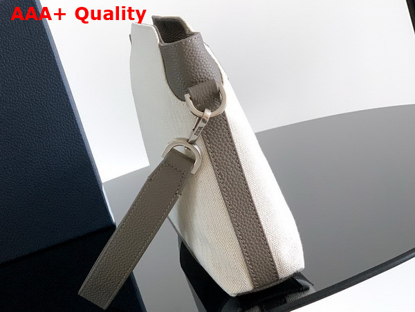 Dior Normandie A5 Triangle Pouch in Grey Cotton with Herringbone Motif and Gray Dior Icons Calfskin Replica
