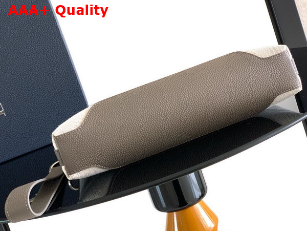 Dior Normandie A5 Triangle Pouch in Grey Cotton with Herringbone Motif and Gray Dior Icons Calfskin Replica