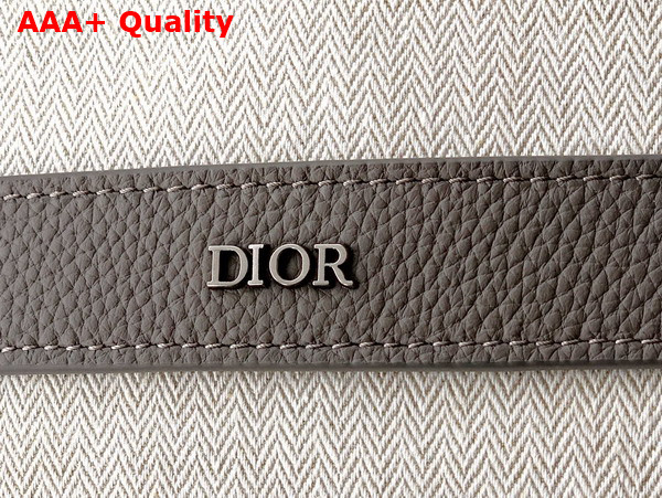 Dior Normandie A5 Triangle Pouch in Grey Cotton with Herringbone Motif and Gray Dior Icons Calfskin Replica