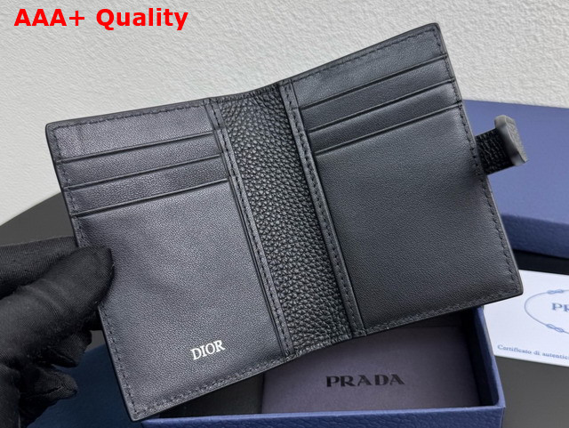 Dior Normandie Vertical Bifold Card Holder Black Dior Icons Calfskin Replica