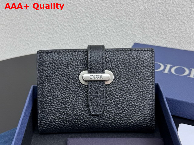Dior Normandie Vertical Bifold Card Holder Black Dior Icons Calfskin Replica