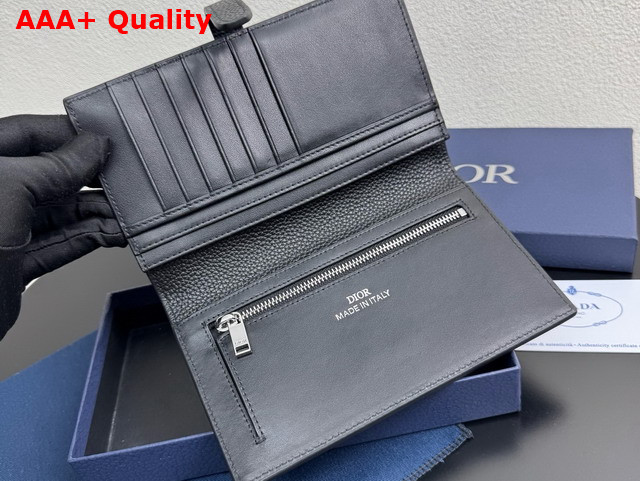 Dior Normandie Vertical Bifold Wallet Black Dior Icons Calfskin Replica