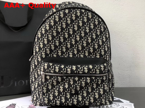 Dior Oblique Backpack Black Oblique Canvas and Black Grained Calfskin for Men Replica