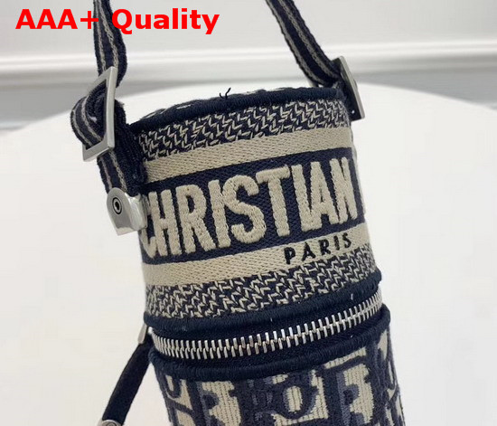 Dior Oblique Bottle Holder in Blue Dior Oblique Embroidered Canvas Replica