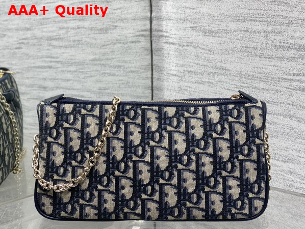 Dior Oblique Bow Pouch with Chain Blue Dior Oblique Jacquard Replica