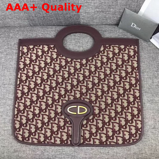 Dior Oblique Clutch in Burgundy Dior Oblique Jacquard Canvas Replica