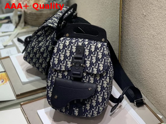 Dior Oblique Jacquard Mini Saddle Backpack in Navy Blue Replica