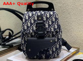 Dior Oblique Jacquard Mini Saddle Backpack in Navy Blue Replica