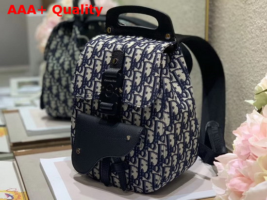 Dior Oblique Jacquard Mini Saddle Backpack in Navy Blue Replica
