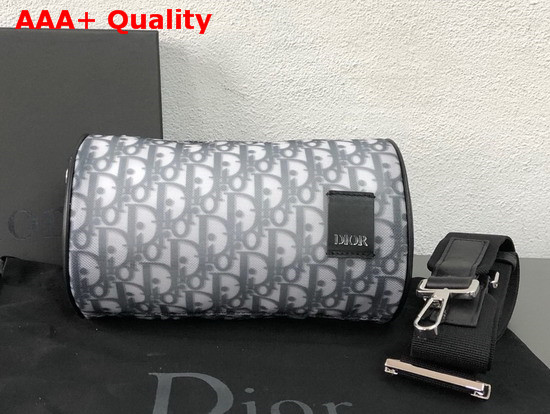 Dior Oblique Roller Shoulder Bag in Dior Oblique Technical Fabric and Black Calfskin Replica