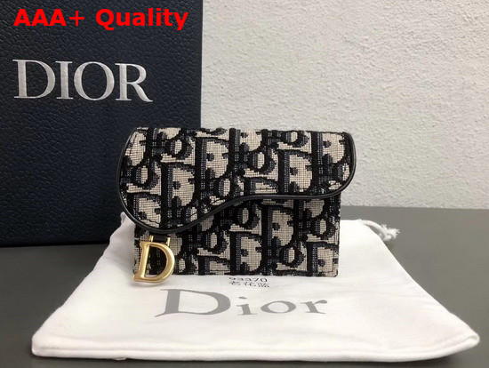 Dior Oblique Saddle Card Holder in Blue Replica