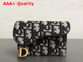 Dior Oblique Saddle Card Holder in Blue Replica