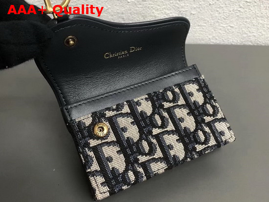 Dior Oblique Saddle Card Holder in Blue Replica