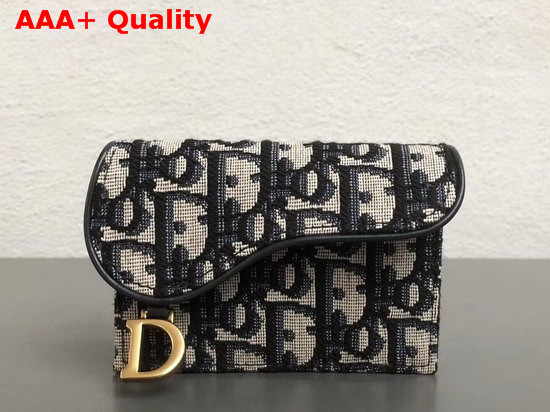 Dior Oblique Saddle Card Holder in Blue Replica