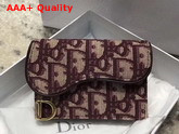 Dior Oblique Saddle Card Holder in Burgundy Replica