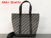Dior Oblique Tote in Dior Oblique Canvas and Black Grained Calfskin with Signature Dior Detail Replica