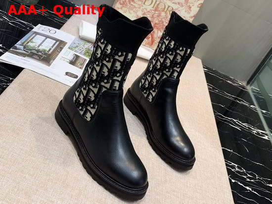 Dior Oblique and Black Calfskin Ankle Boot Replica