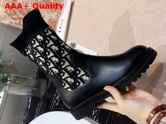 Dior Oblique and Black Calfskin Ankle Boot Replica