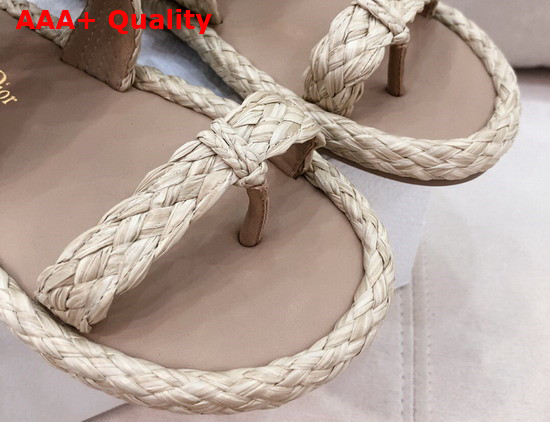 Dior Ocean Thong Sandal Jute Colored Braided Raffia Replica