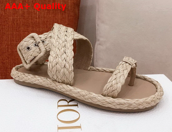 Dior Ocean Thong Sandal Jute Colored Braided Raffia Replica