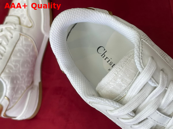 Dior One Sneaker White and Gold Tone Dior Oblique Perforated Calfskin Replica