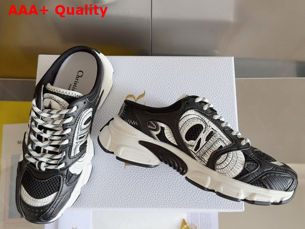 Dior Open Back Chrono Sneaker in Black Mesh and Leather Effect Panels Replica