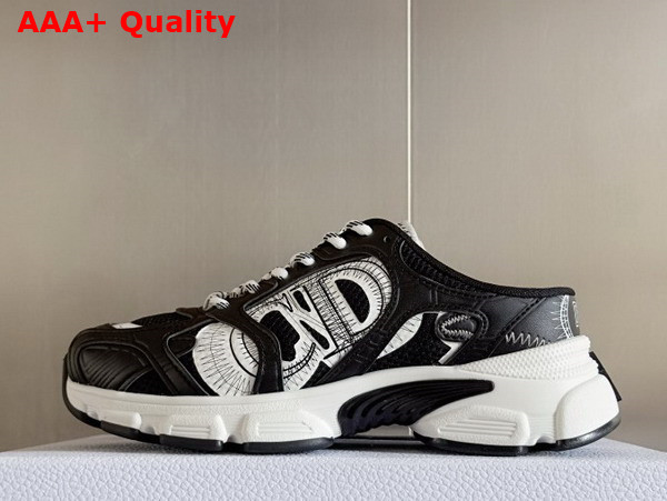 Dior Open Back Chrono Sneaker in Black Mesh and Leather Effect Panels Replica