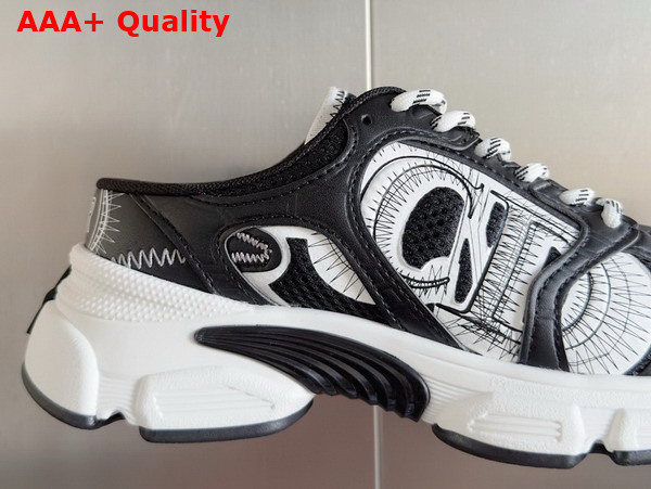 Dior Open Back Chrono Sneaker in Black Mesh and Leather Effect Panels Replica