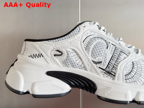 Dior Open Back Chrono Sneaker in Mesh with White and Black Leather Effect Panels Replica