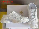 Dior Open Back Chrono Sneaker in White and Sky Blue Mesh and Leather Effect Panels Replica