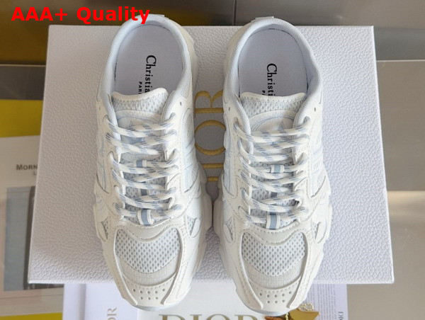 Dior Open Back Chrono Sneaker in White and Sky Blue Mesh and Leather Effect Panels Replica