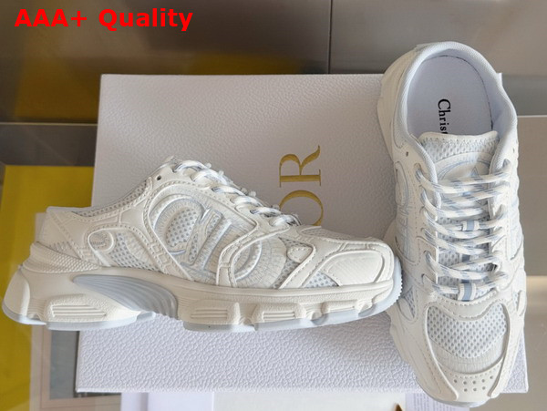 Dior Open Back Chrono Sneaker in White and Sky Blue Mesh and Leather Effect Panels Replica