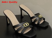 Dior Or 30m Heeled Slide in Black Calfskin Replica