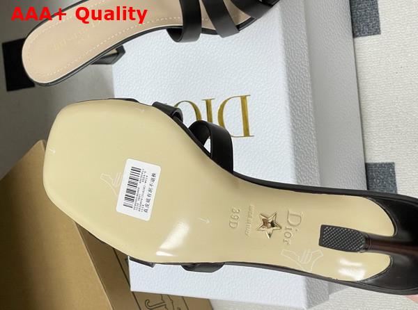 Dior Or 30m Heeled Slide in Black Calfskin Replica