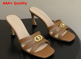 Dior Or 30m Heeled Slide in Brown Calfskin Replica
