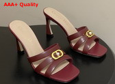 Dior Or 30m Heeled Slide in Burgundy Calfskin Replica