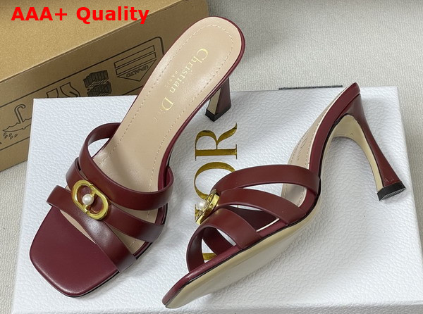 Dior Or 30m Heeled Slide in Burgundy Calfskin Replica