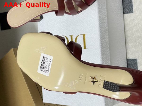 Dior Or 30m Heeled Slide in Burgundy Calfskin Replica