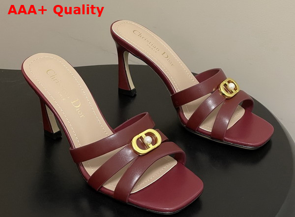 Dior Or 30m Heeled Slide in Burgundy Calfskin Replica