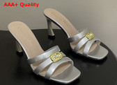 Dior Or 30m Heeled Slide in Silver Tone Laminated Calfskin Replica