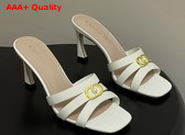 Dior Or 30m Heeled Slide in White Calfskin Replica