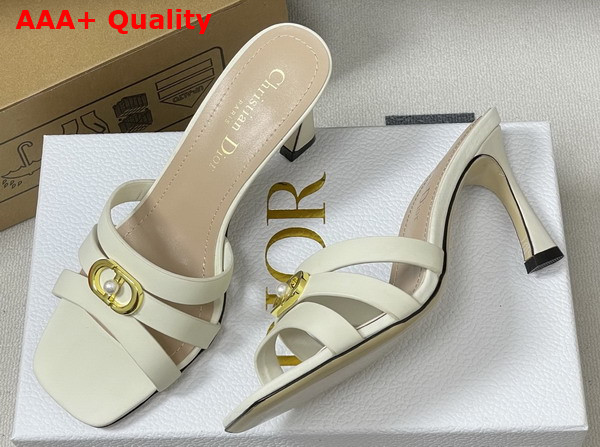 Dior Or 30m Heeled Slide in White Calfskin Replica