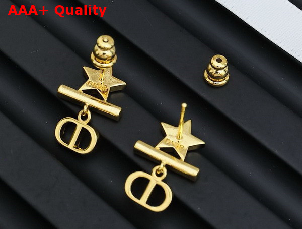 Dior Petit CD Earrings in Gold Finish Metal with White Resin Pearls and Silver Tone Crystals Replica