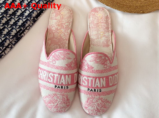 Dior Pink Dior Off Toile de Jouy Canvas Embroidered Cotton Mule Replica