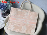 Dior Pink Multicolor Toile De Jouy Embroidered Dior Book Tote Replica