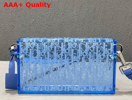Dior Plexiglass Pouch Blue Acrylic with Dior Oblique Motif Replica