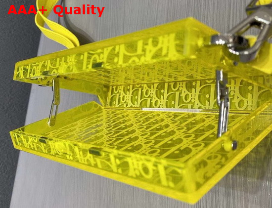 Dior Plexiglass Pouch Yellow Acrylic with Dior Oblique Motif Replica